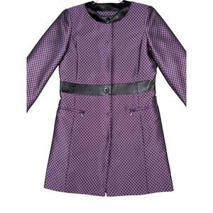 Doncaster Collection Purple Geometric‎ Honeycomb Coat Leather Trim Womens 4